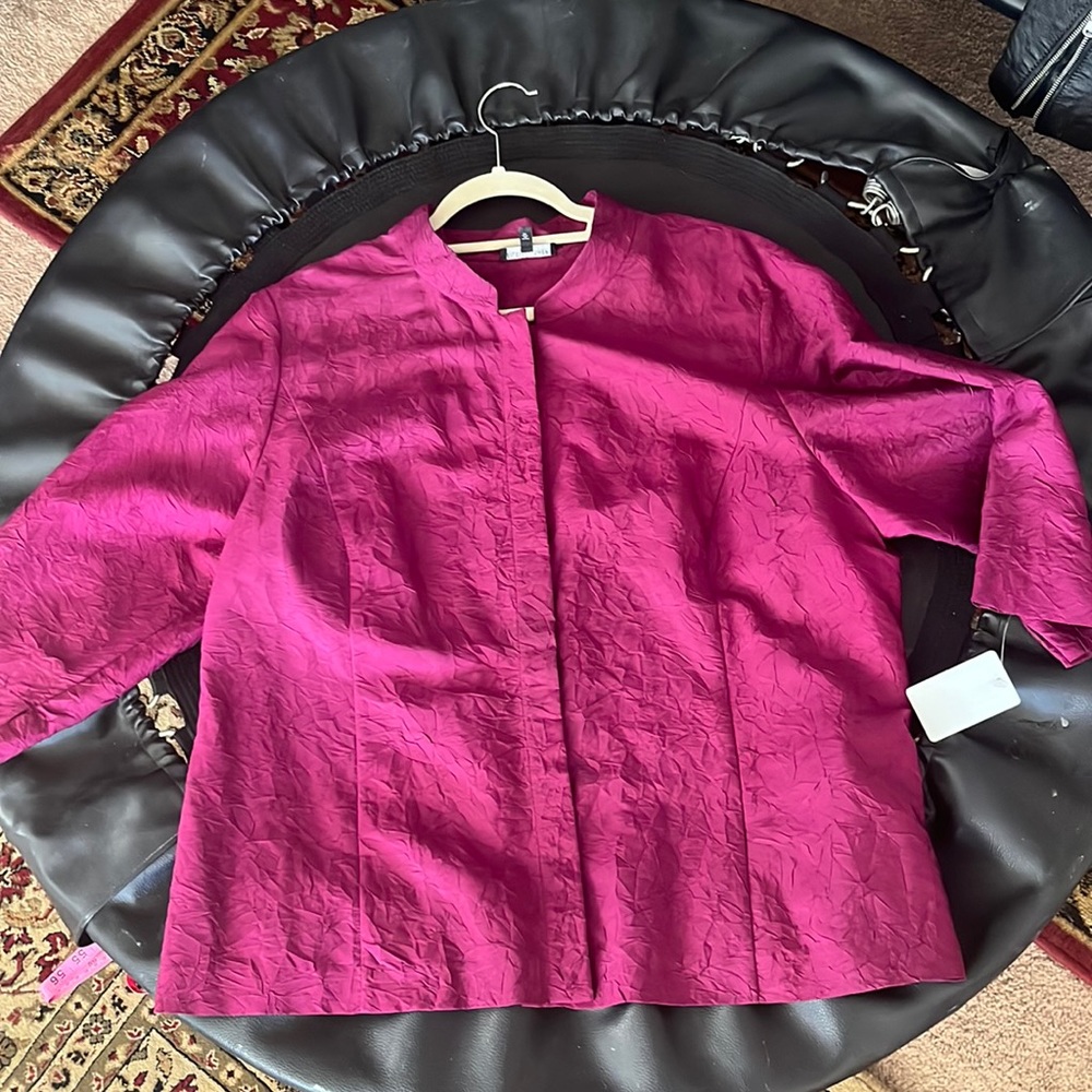 Eileen fisher raspberry silk blouse size 1x button up